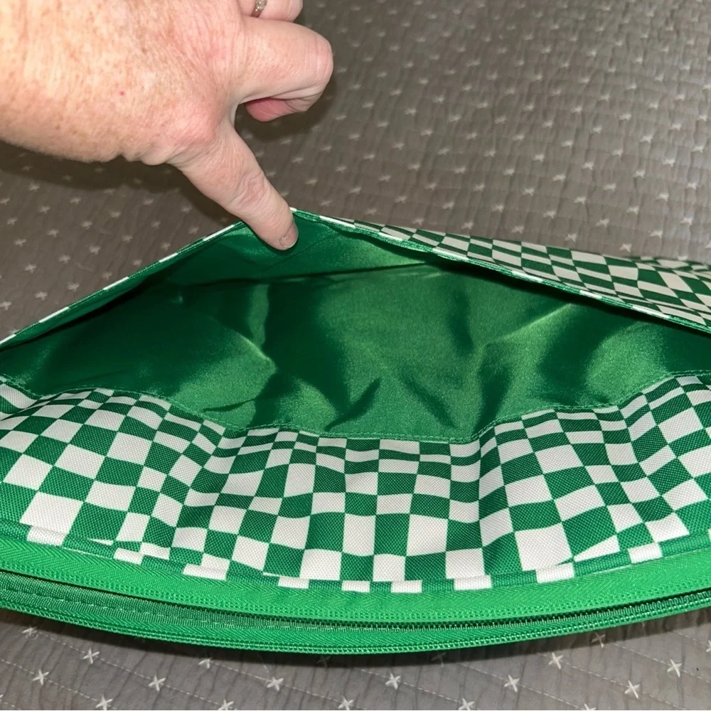 Calpak Green and White Checkered Laptop Sleeve - Like New!
